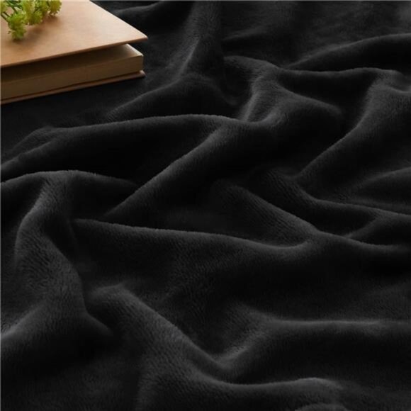 Fleece Blankets Queen Size for Bed, Luxury Plush Cozy Fuzzy Black - Picture 4 of 7